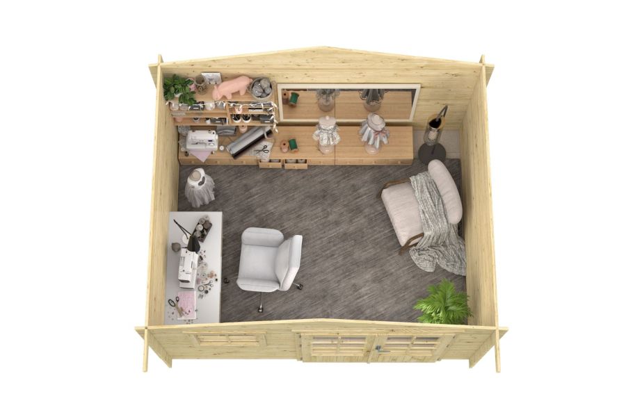Tuindeco Fritz Blokhut 360x300 cm 28 mm vuren bruin geïmpregneerd