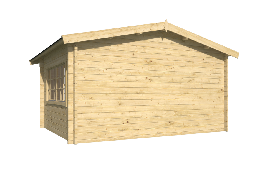 Tuindeco Blackpool blokhut 440x340 cm + luifel 90 cm 58 mm vuren grijs geïmpregneerd