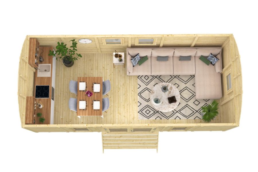 Tuindeco Dan Circuswagen 328x720 cm 19mm vurenhout blank
