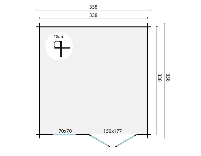 Tuindeco Greta Blokhut 340x340 cm 28 mm vuren honing geïmpregneerd