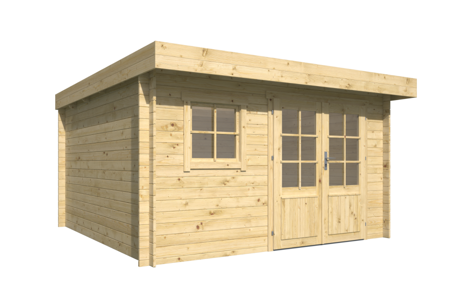 Tuindeco Greta Blokhut 340x340 cm 28 mm vuren grijs geïmpregneerd