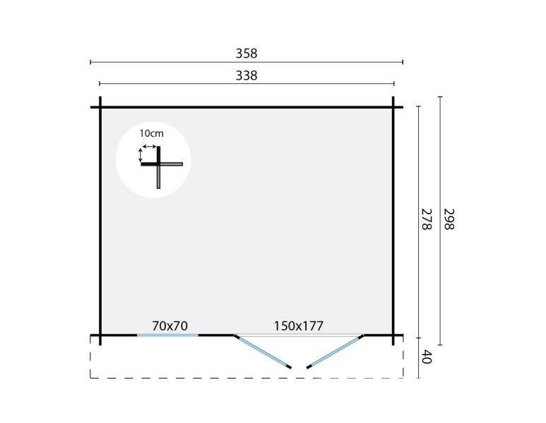 Tuindeco Marta Blokhut 340x280 cm 28 mm vuren honing geïmpregneerd
