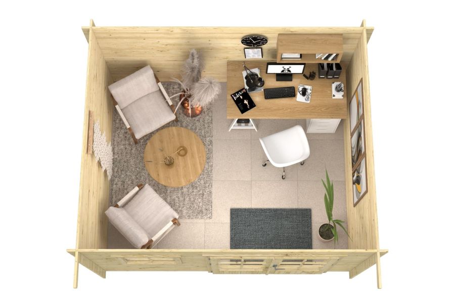 Tuindeco Marta Blokhut 340x280 cm 28 mm vuren blank