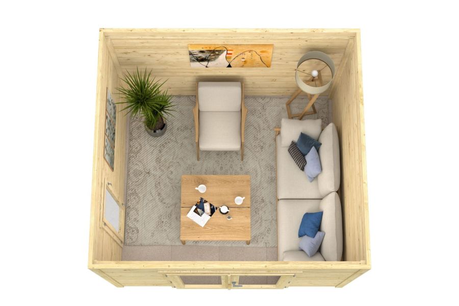 Tuindeco Tino Blokhut 300x275 cm 28 mm vuren grijs geïmpregneerd