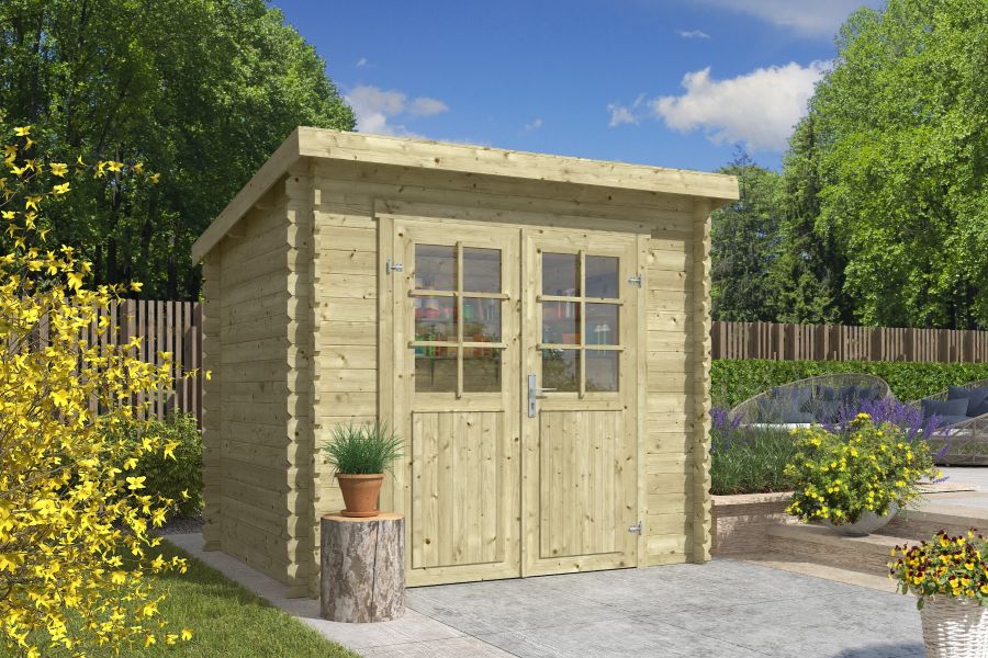 Outdoor Life Indi Blokhut 250x195 cm 28 mm vuren Groen geïmpregneerd