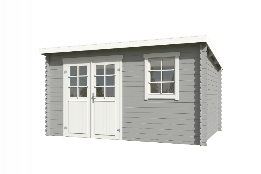 Outdoor Life Amira Blokhut 400x295 cm 28 mm vuren Platinum Grey-Wit gecoat