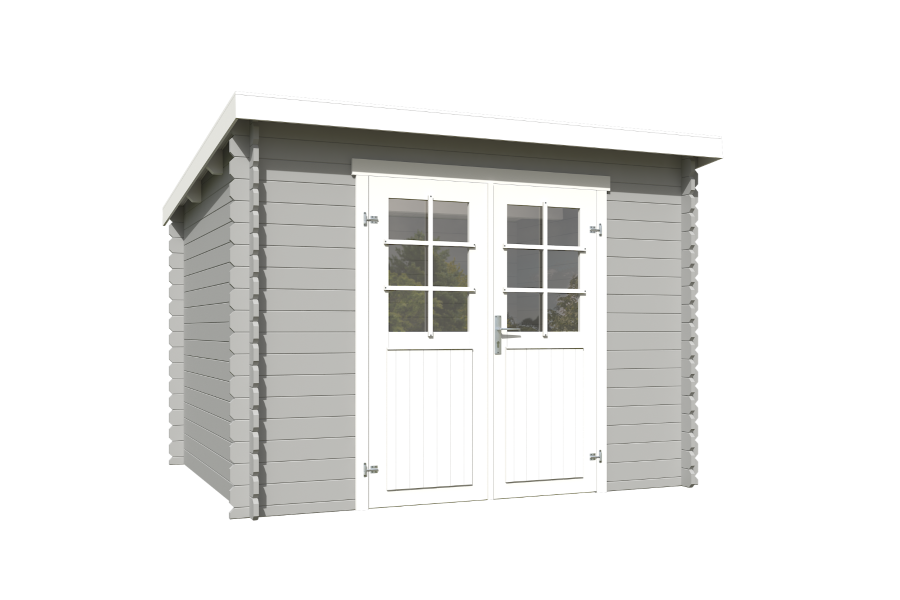 Outdoor Life Nadia Blokhut 295x250 cm 28 mm vuren Platinum Grey-Wit gecoat