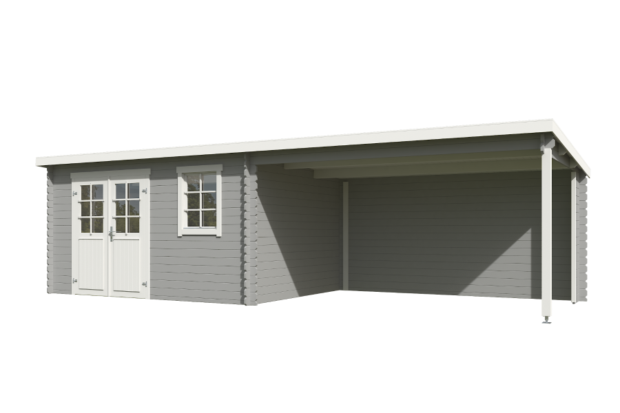 Outdoor Life Aida Blokhut 780x295 cm 28 mm vuren Platinum Grey-Wit gecoat