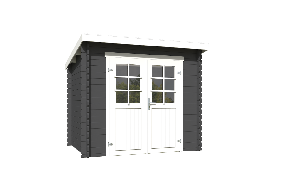 Outdoor Life Indi Blokhut 250x195 cm 28 mm vuren Carbon Grey-Wit gecoat