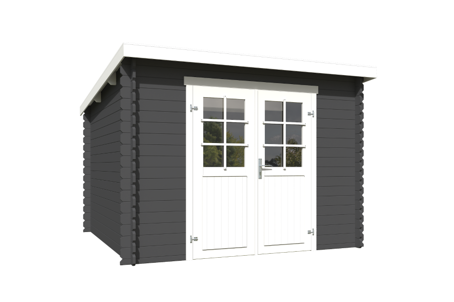 Outdoor Life Nadia Blokhut 295x295 cm 28 mm vuren Carbon Grey-Wit gecoat