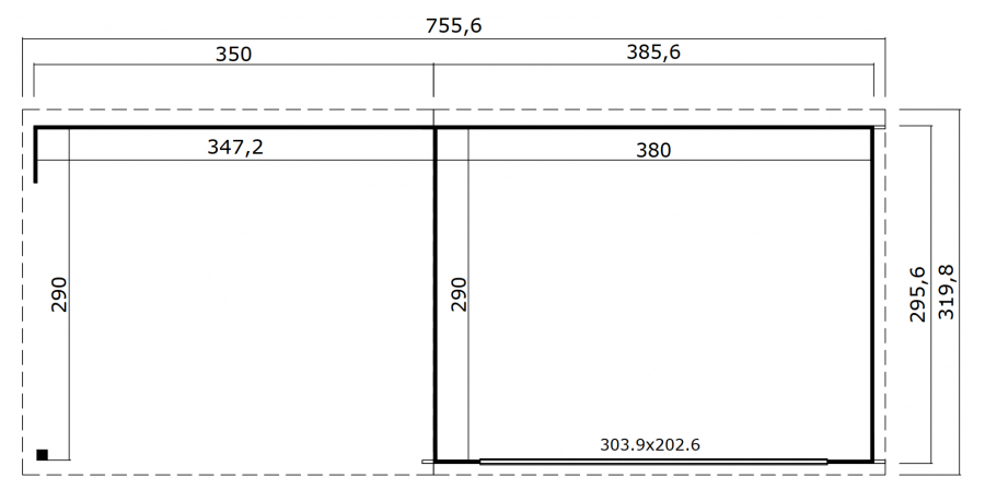 Tuinhuis Pernilla 385x295 cm + 350 cm aanbouw - Green Grey gecoat