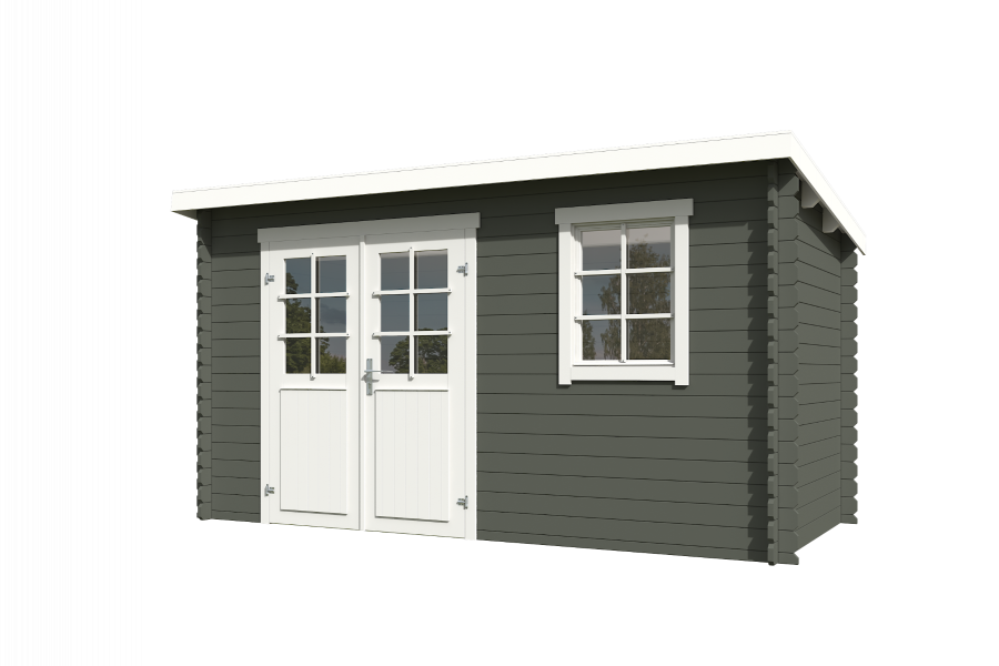 Outdoor Life Amira Blokhut 400x195 cm 28 mm vuren Green Grey-Wit gecoat