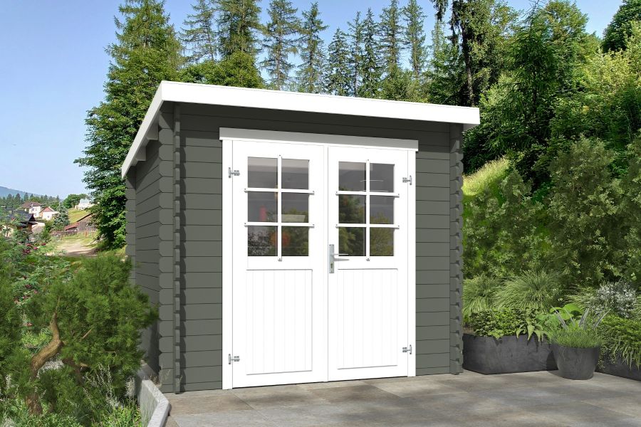 Outdoor Life Indi Blokhut 250x250 cm 28 mm vuren Green Grey-Wit gecoat