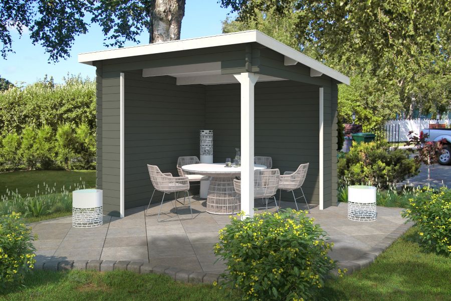 Blokhut Lara 275x275 cm - Green Grey-Wit gecoat main