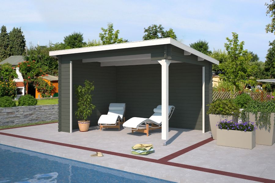Blokhut Lara 380x275 cm - Green Grey-Wit gecoat main