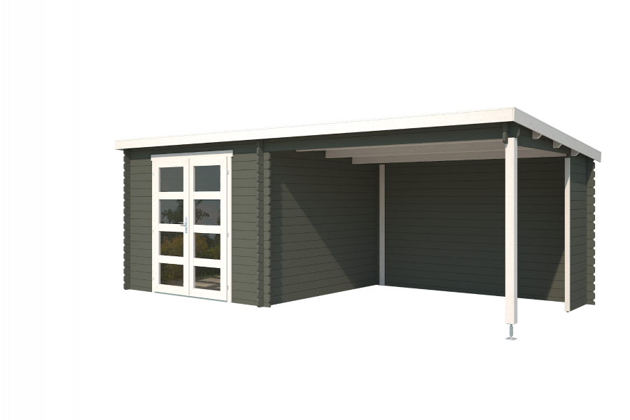 Blokhut Manuel 600x275 cm - Green Grey-Wit gecoat secondary