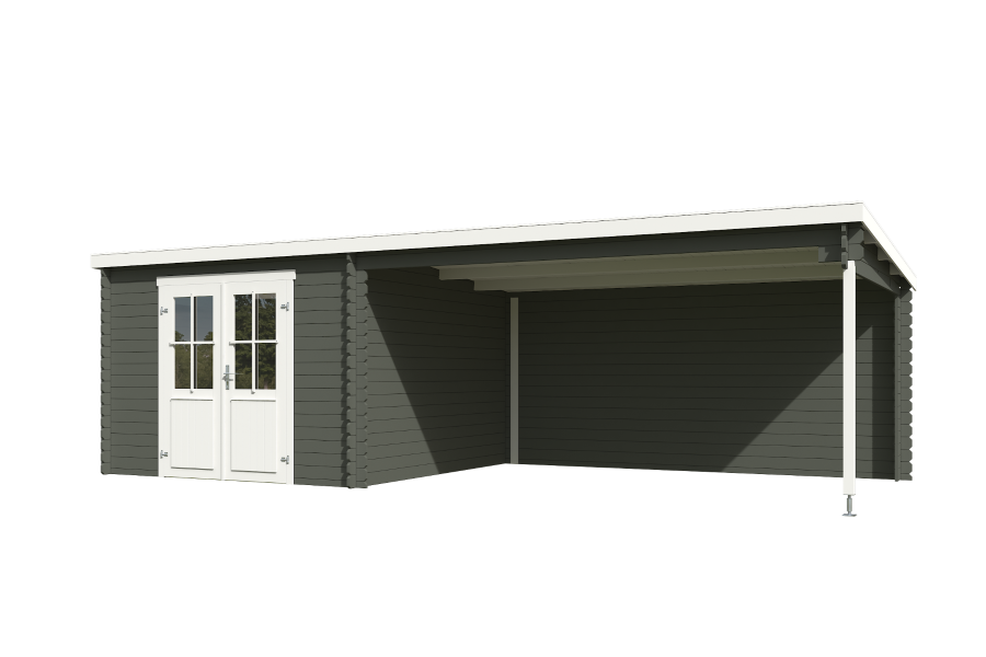 Outdoor Life St. Louis Blokhut 701x312 cm 28 mm vuren Green Grey-Wit gecoat