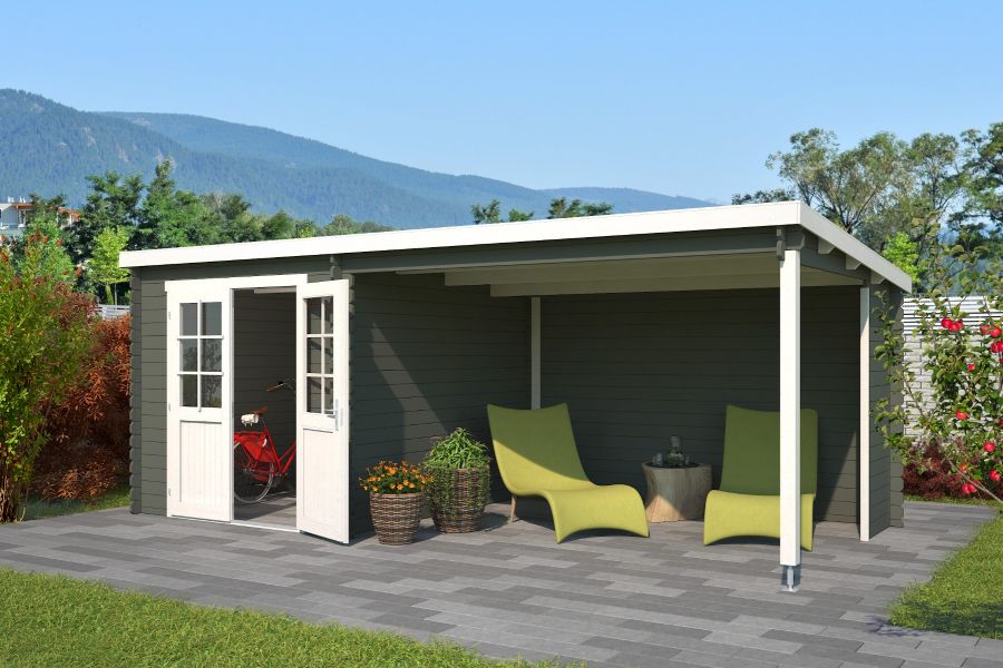 Blokhut Sunniva 570x275 cm - Green Grey-Wit gecoat main