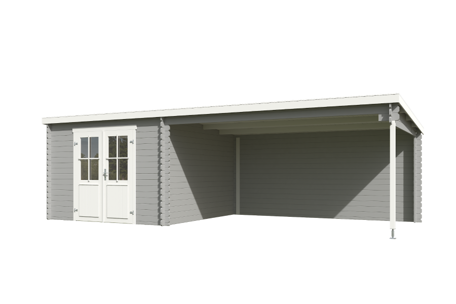 Outdoor Life St. Louis Blokhut 701x312 cm 28 mm vuren Platinum Grey-Wit gecoat