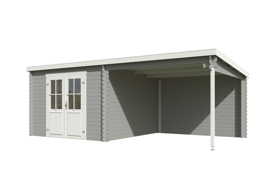 Outdoor Life Orlando Blokhut 601,2x312 cm 28 mm vuren Platinum Grey-Wit gecoat