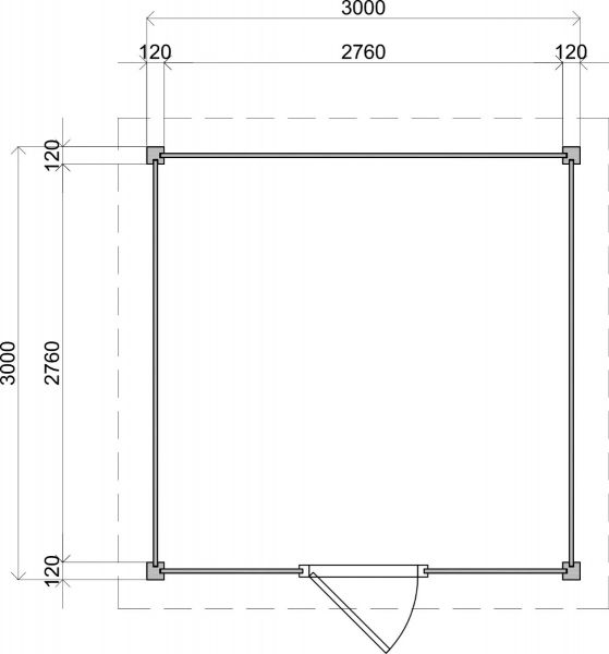 Lugarde Select Modern tuinhuis Groningen 300x300cm - Bruine olie