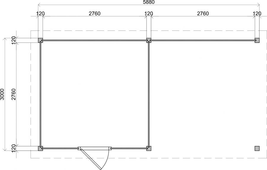 Lugarde Select Modern tuinhuis met overkapping Nunspeet 300x300cm + 300cm - Onbehandeld