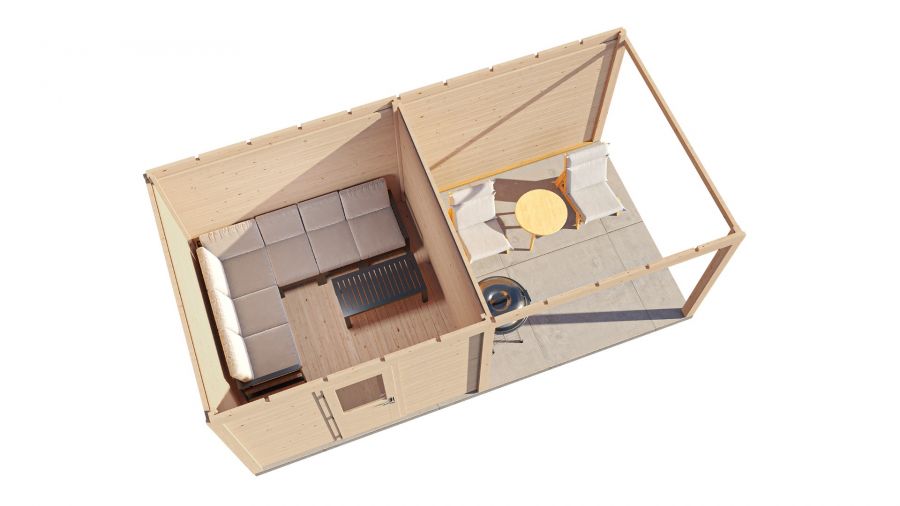 Lugarde Select Modern tuinhuis met overkapping Nunspeet 300x300cm + 300cm - Onbehandeld