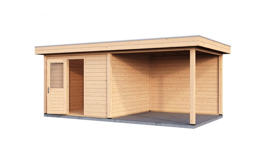 Lugarde Select Modern tuinhuis met overkapping Nunspeet 300x300cm + 300cm - Onbehandeld