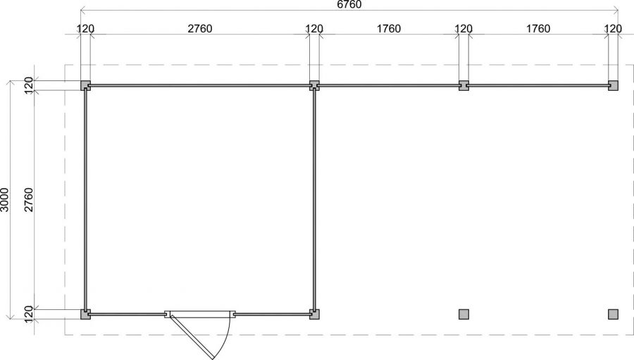 Lugarde Select Modern tuinhuis met overkapping Lelystad 300x300cm + 400cm - Onbehandeld