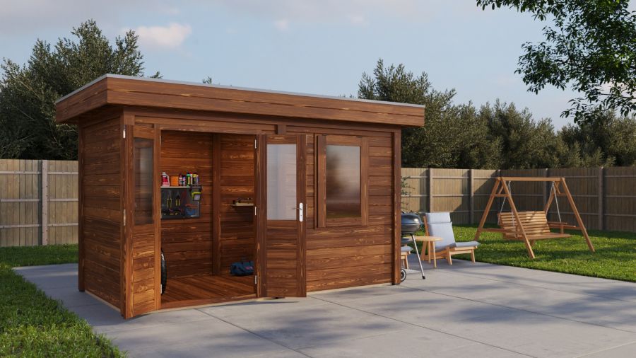Lugarde Select Modern tuinhuis Gorssel 388x200cm - Bruine olie