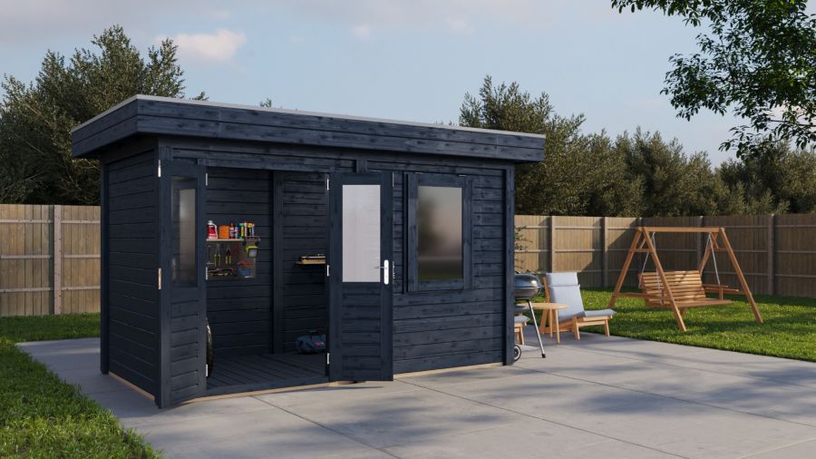 Lugarde Select Modern tuinhuis Gorssel 388x200cm - Zwarte olie
