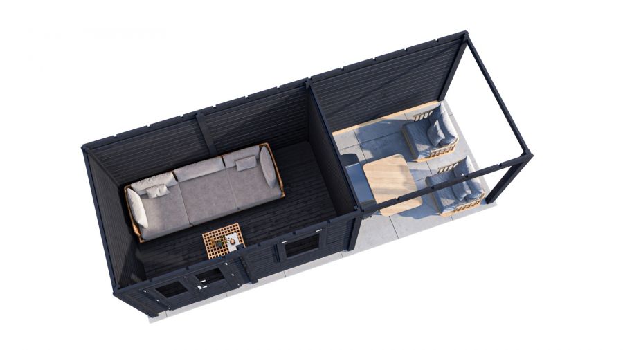 Lugarde Select Modern tuinhuis met overkapping Neerkant 388x250cm + 300cm - Zwarte olie
