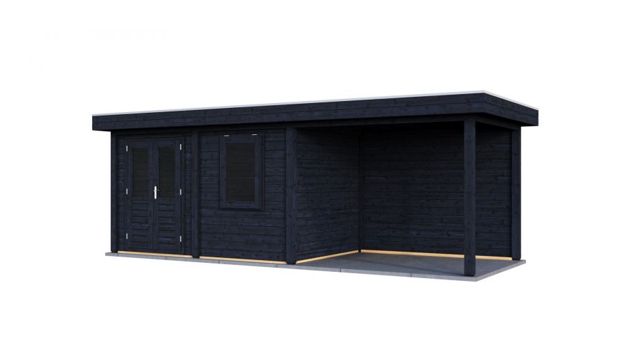 Lugarde Select Modern tuinhuis met overkapping Neerkant 388x250cm + 300cm - Zwarte olie