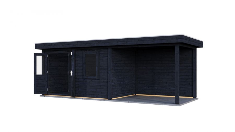 Lugarde Select Modern tuinhuis met overkapping Neerkant 388x250cm + 300cm - Zwarte olie
