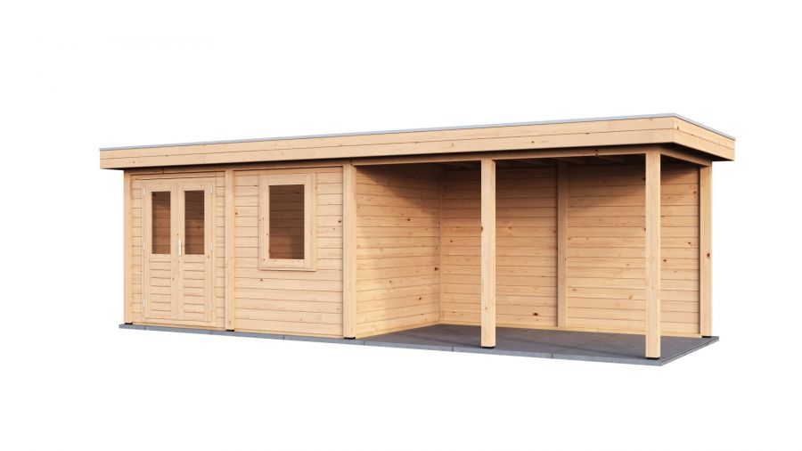 Lugarde Select Modern tuinhuis met overkapping Dronten 388x250cm + 400cm - Onbehandeld