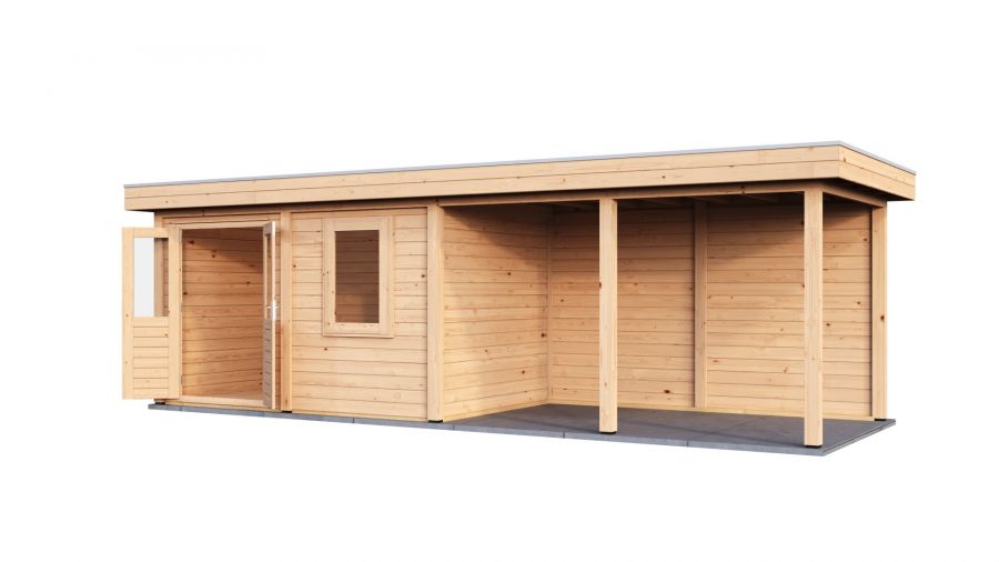Lugarde Select Modern tuinhuis met overkapping Dronten 388x250cm + 400cm - Onbehandeld