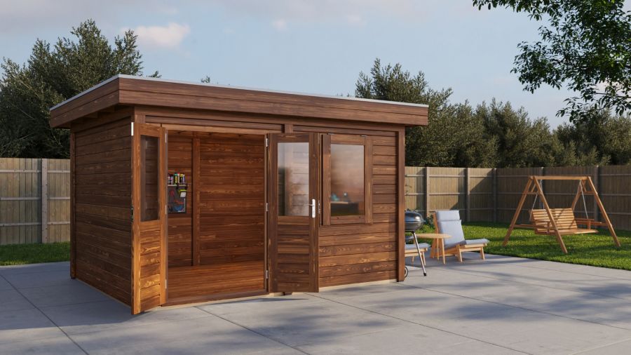 Lugarde Select Modern tuinhuis Bodegraven 388x300cm - Bruine olie