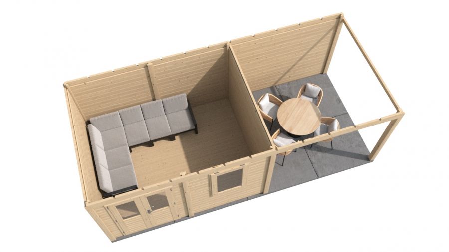 Lugarde Select Modern tuinhuis met overkapping Emmen 388x300cm + 300cm - Onbehandeld