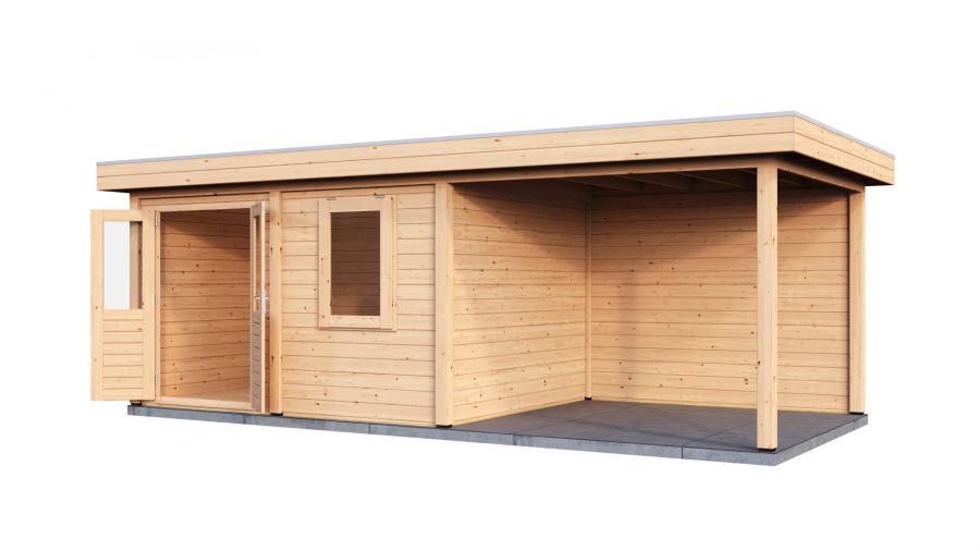 Lugarde Select Modern tuinhuis met overkapping Emmen 388x300cm + 300cm - Onbehandeld