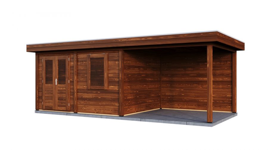Lugarde Select Modern tuinhuis met overkapping Emmen 388x300cm + 300cm - Bruine olie