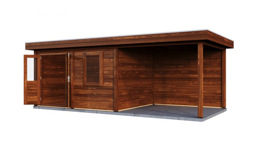 Lugarde Select Modern tuinhuis met overkapping Emmen 388x300cm + 300cm - Bruine olie