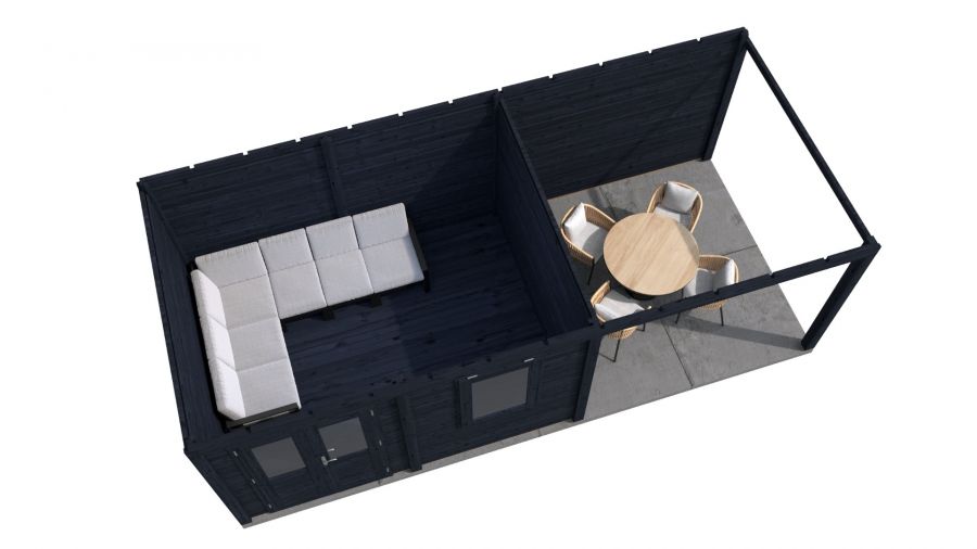 Lugarde Select Modern tuinhuis met overkapping Emmen 388x300cm + 300cm - Zwarte olie