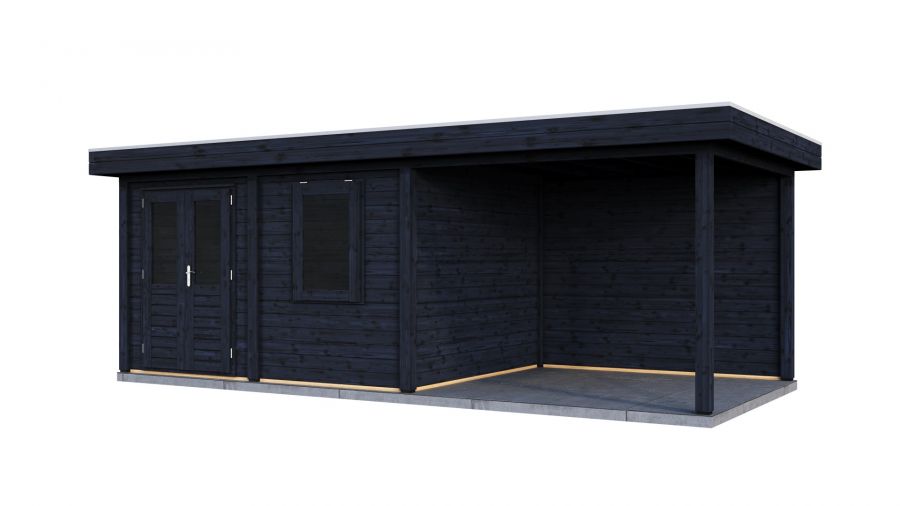 Lugarde Select Modern tuinhuis met overkapping Emmen 388x300cm + 300cm - Zwarte olie