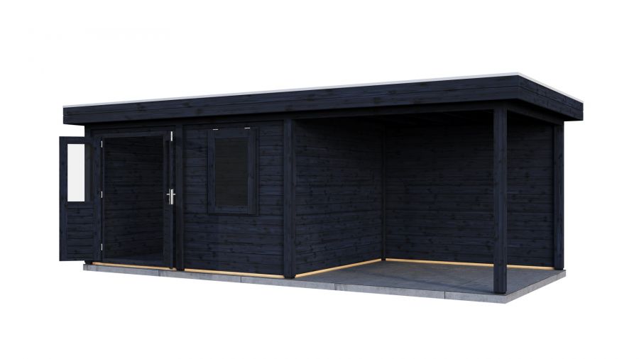 Lugarde Select Modern tuinhuis met overkapping Emmen 388x300cm + 300cm - Zwarte olie