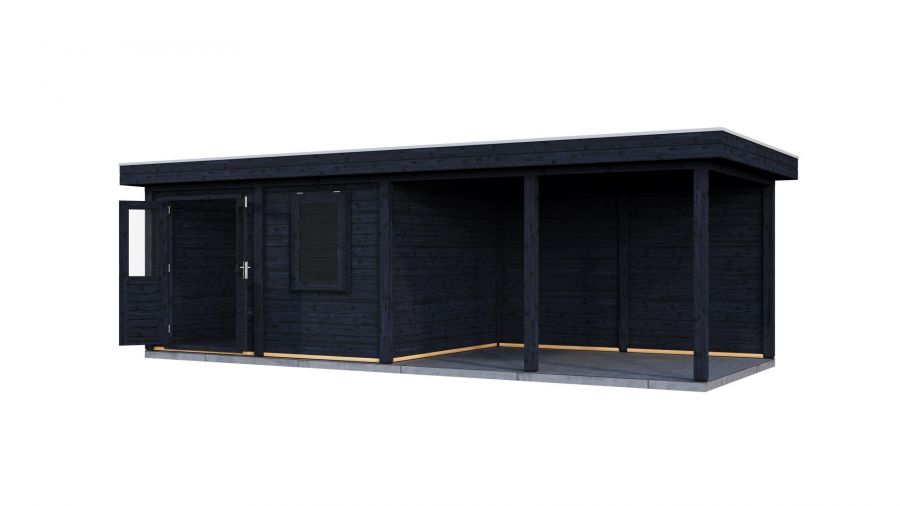 Lugarde Select Modern tuinhuis met overkapping Zutphen 388x300cm + 400cm - Zwarte olie