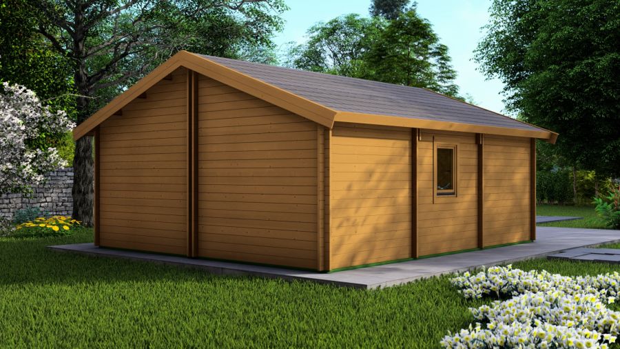 Dubbele garage 44 mm - 595x700 cm - geïmpregneerd