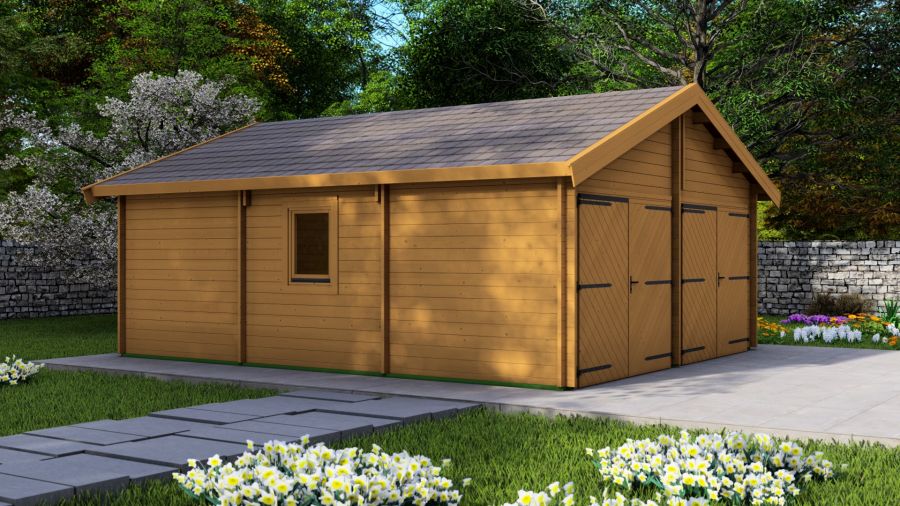 Dubbele garage 44 mm - 595x700 cm - geïmpregneerd