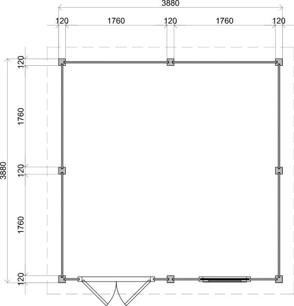 Lugarde Select Modern tuinhuis Rotterdam 388x388cm - Onbehandeld