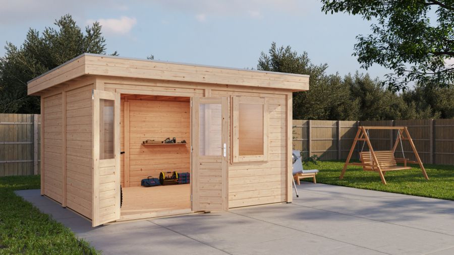 Lugarde Select Modern tuinhuis Rotterdam 388x388cm - Onbehandeld