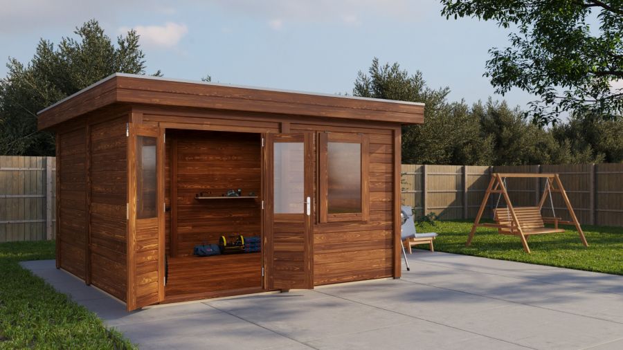 Lugarde Select Modern tuinhuis Rotterdam 388x388cm - Bruine olie
